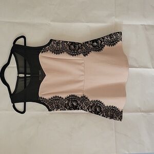 Ricki's Pink & Black Lace Peplum Top